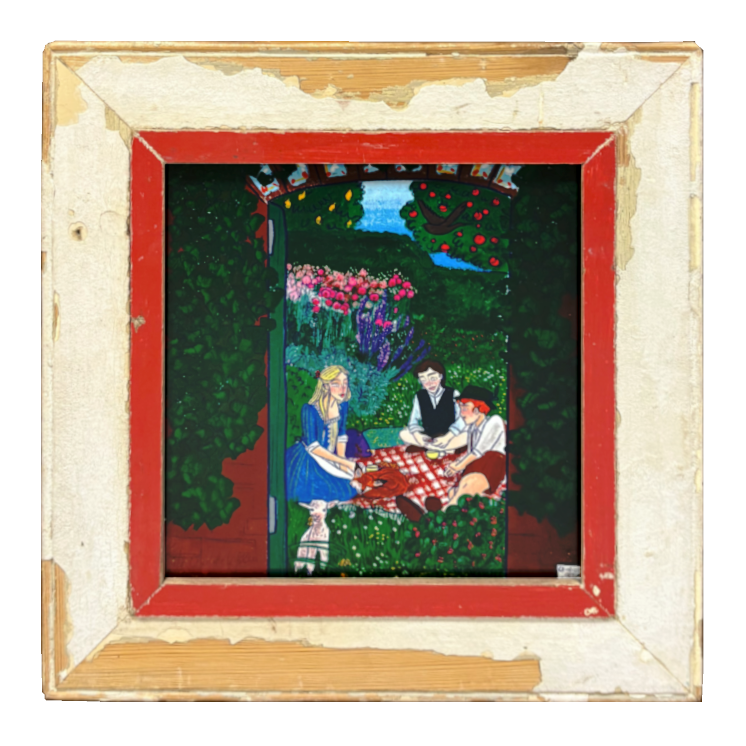 Illustrazione "Pic Nic" in Cornice Quadrata Bianca | Charlotte LeBleu