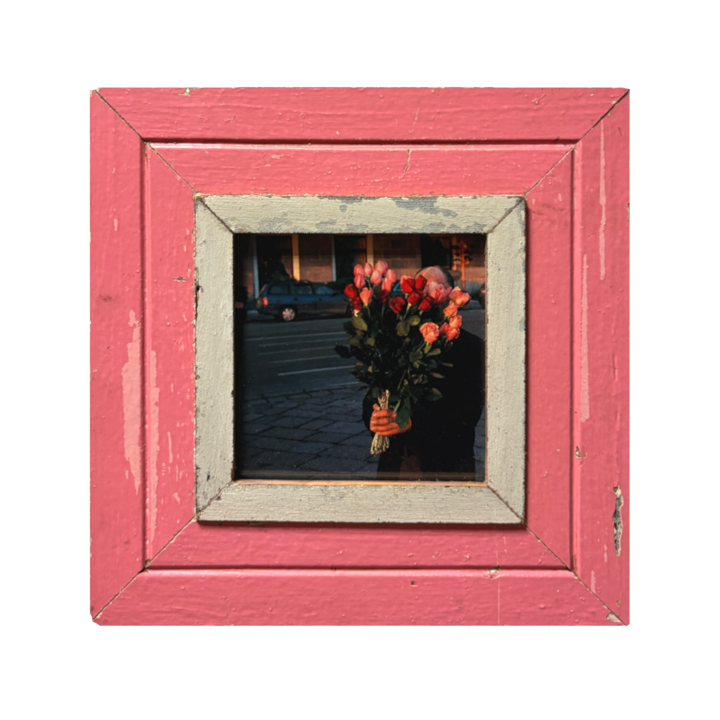 Portafoto rosa 28×28 in legno