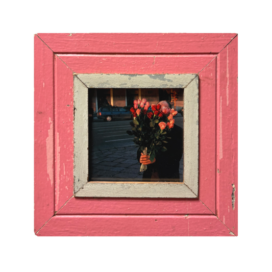 Portafoto rosa 28×28 in legno