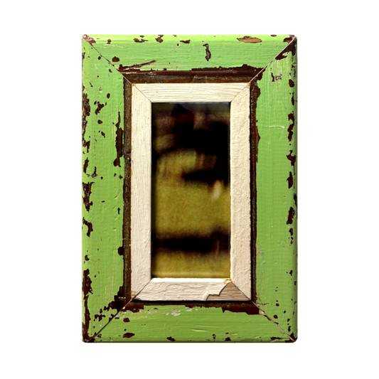 Portafoto verde 23x34 in legno recuperato