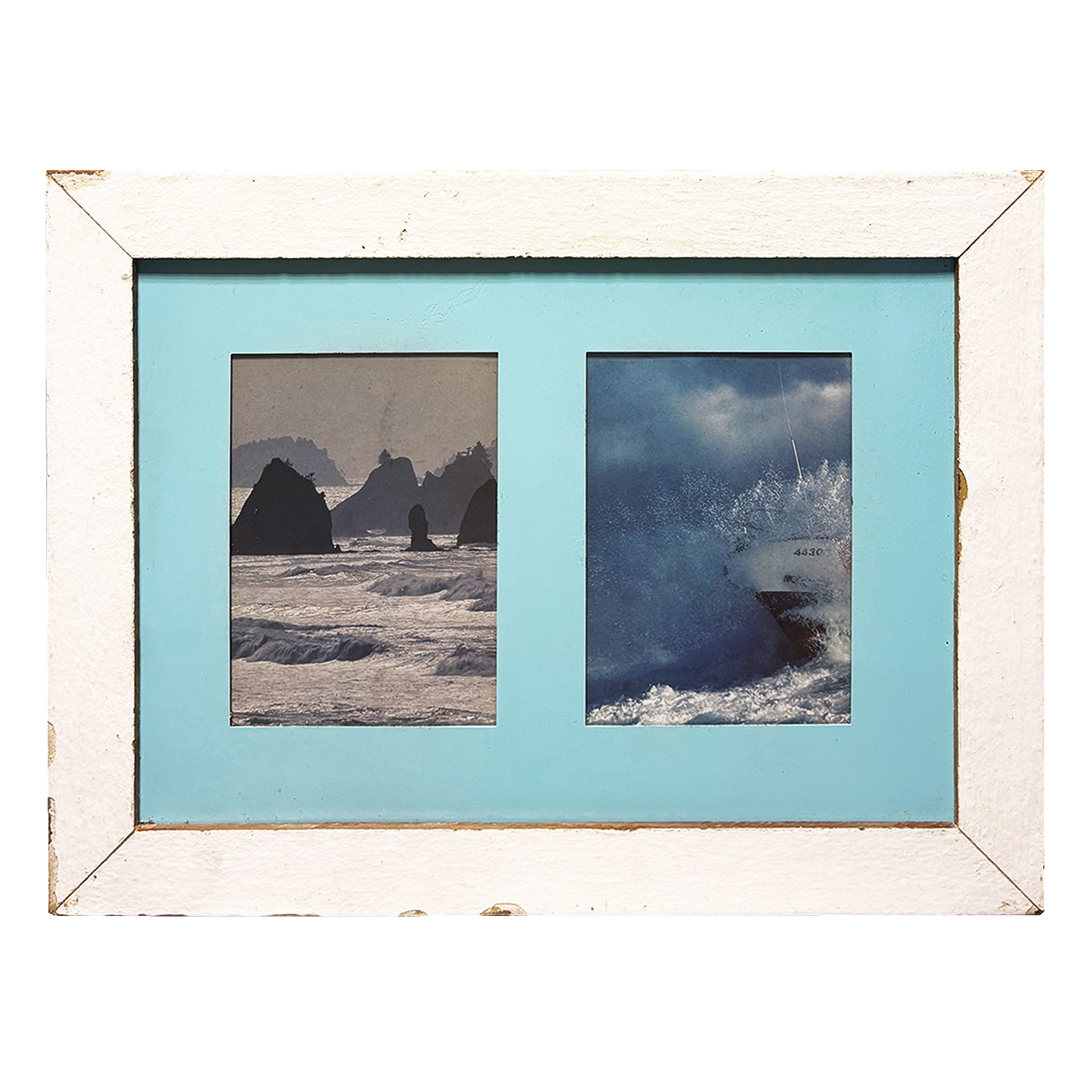 Tempesta e Faraglioni - Cornice Marino legno antico e metallo