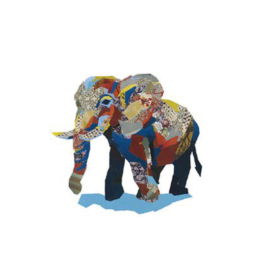 Zoe Mafham Stampa Collage Elefante Illustrazione
