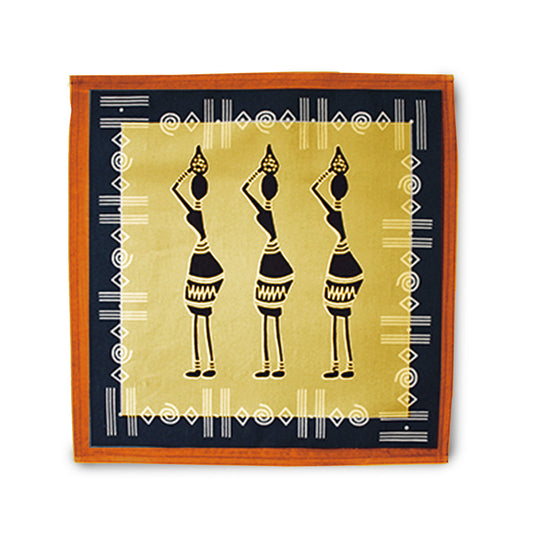 Tovaglietta non imbottita in cotone arancio realizzata a mano Masai ladies
