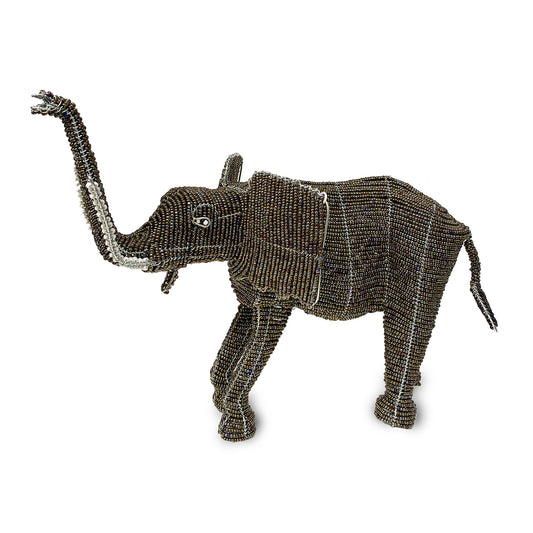 Scultura realizzata a mano in fil di ferro e perline Elefante
