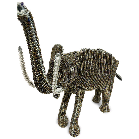 Elefante in perline e fil di ferro realizzato interamente a mano