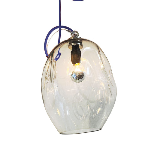 Lampada in vetro soffiato - Trasparente, Cavo Blu Elettrico