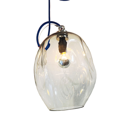 Lampada in vetro soffiato - Trasparente, Cavo Blu Navy