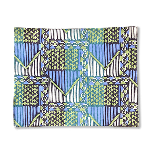 4 tovagliette stampate a mano in sudafrica verde e blu