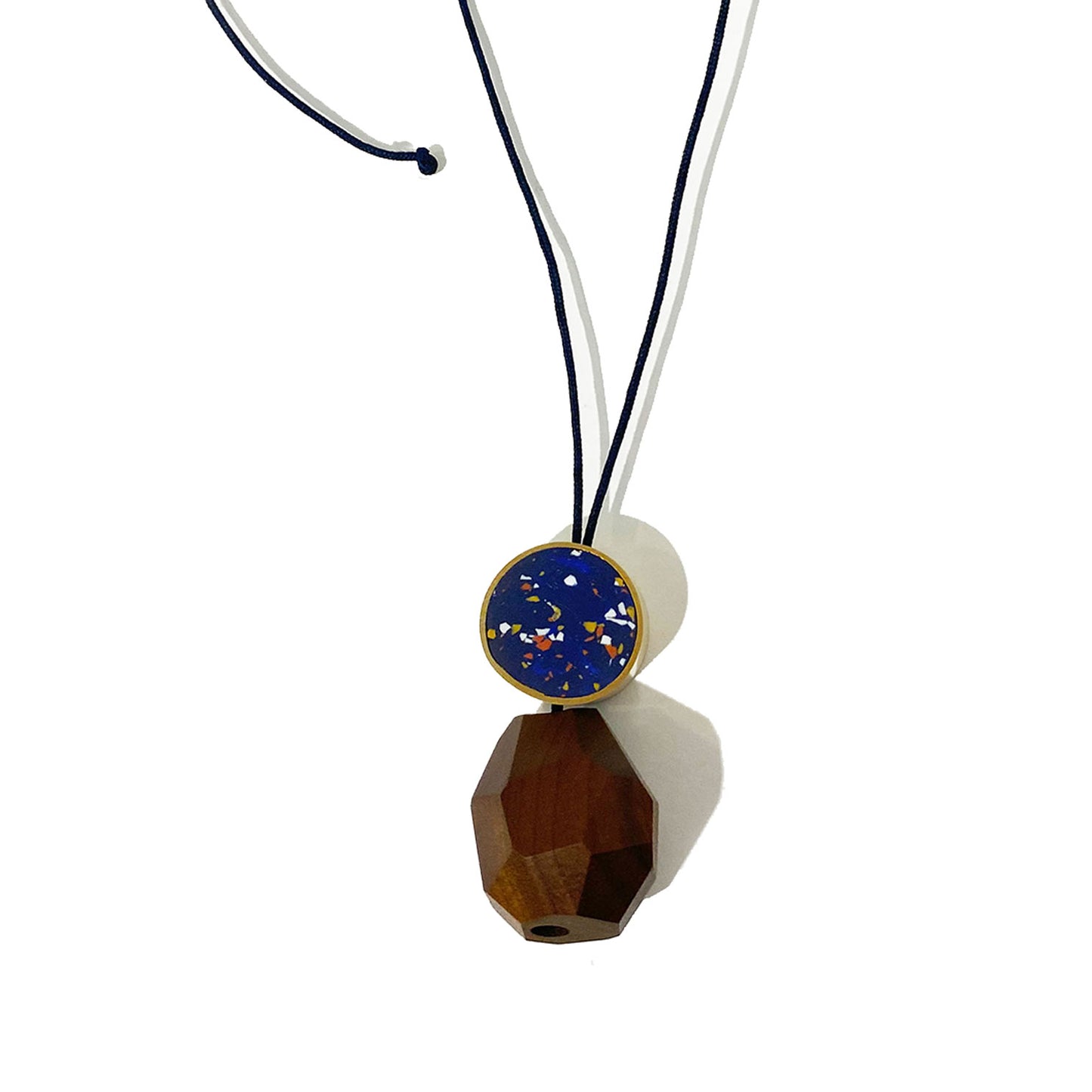 Collana Sudafricana di Design color Blu con forma di goccia in legno handmade