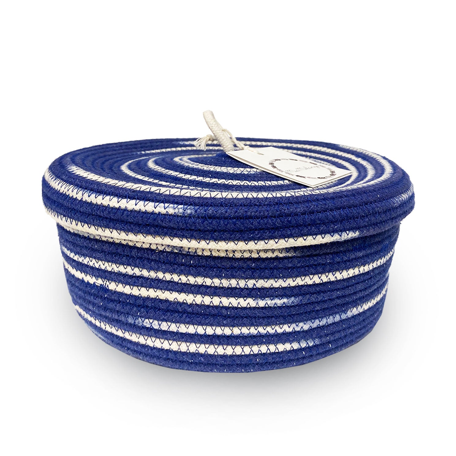 Contenitore blu con coperchio. Porta oggetti idea regalo 