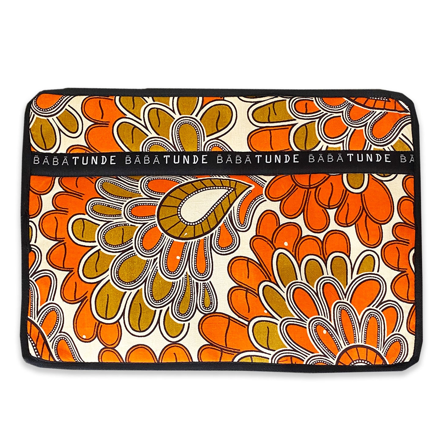 Custodia per laptop in cotone wax imbottito con cerniera Arancione