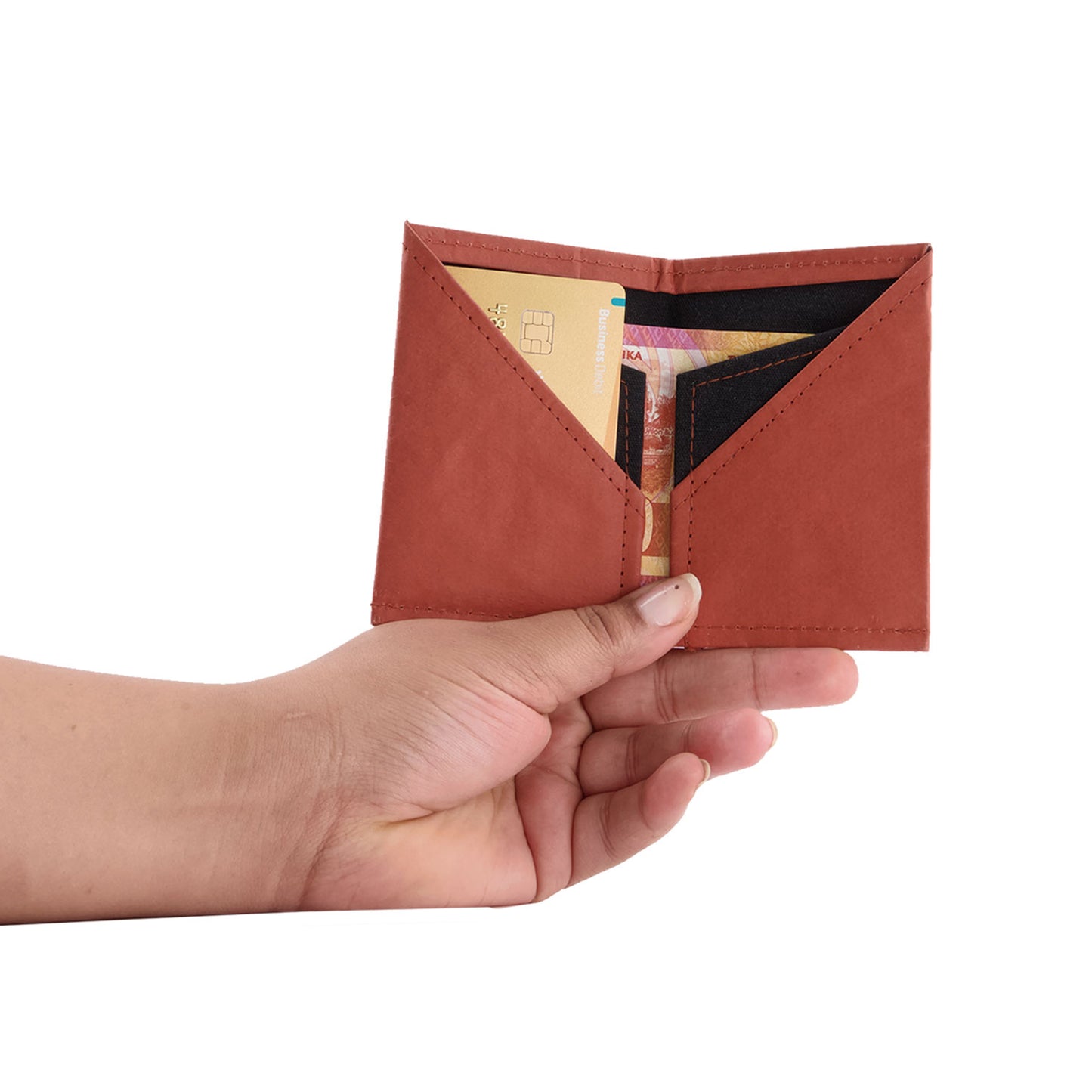 Interno portafoglio in carta recuperata rivestito in tessuto