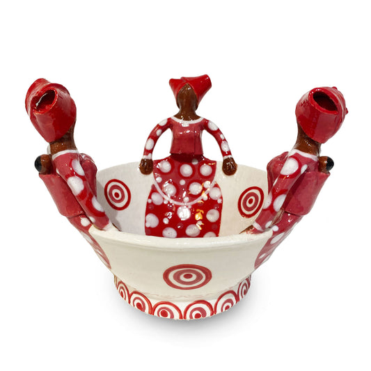 Zizamele ceramics ciotola 3 donne rossa