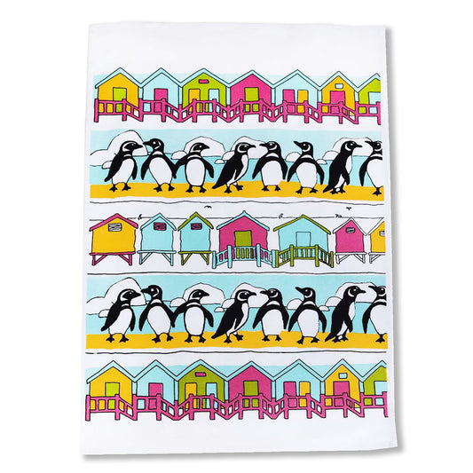 Cavovaccio stampato a mano con disegni di pinguini sudafricani colorati