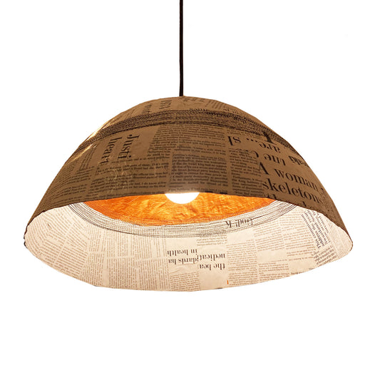 Lampada in carta riciclata e foglia rame. Idea regalo ecosostenibile e pezzo unico