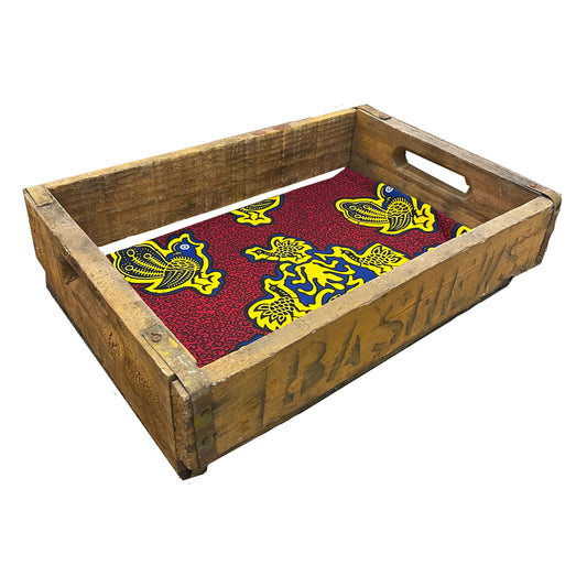 Contenitore con tessuto wax sudafricano in legno