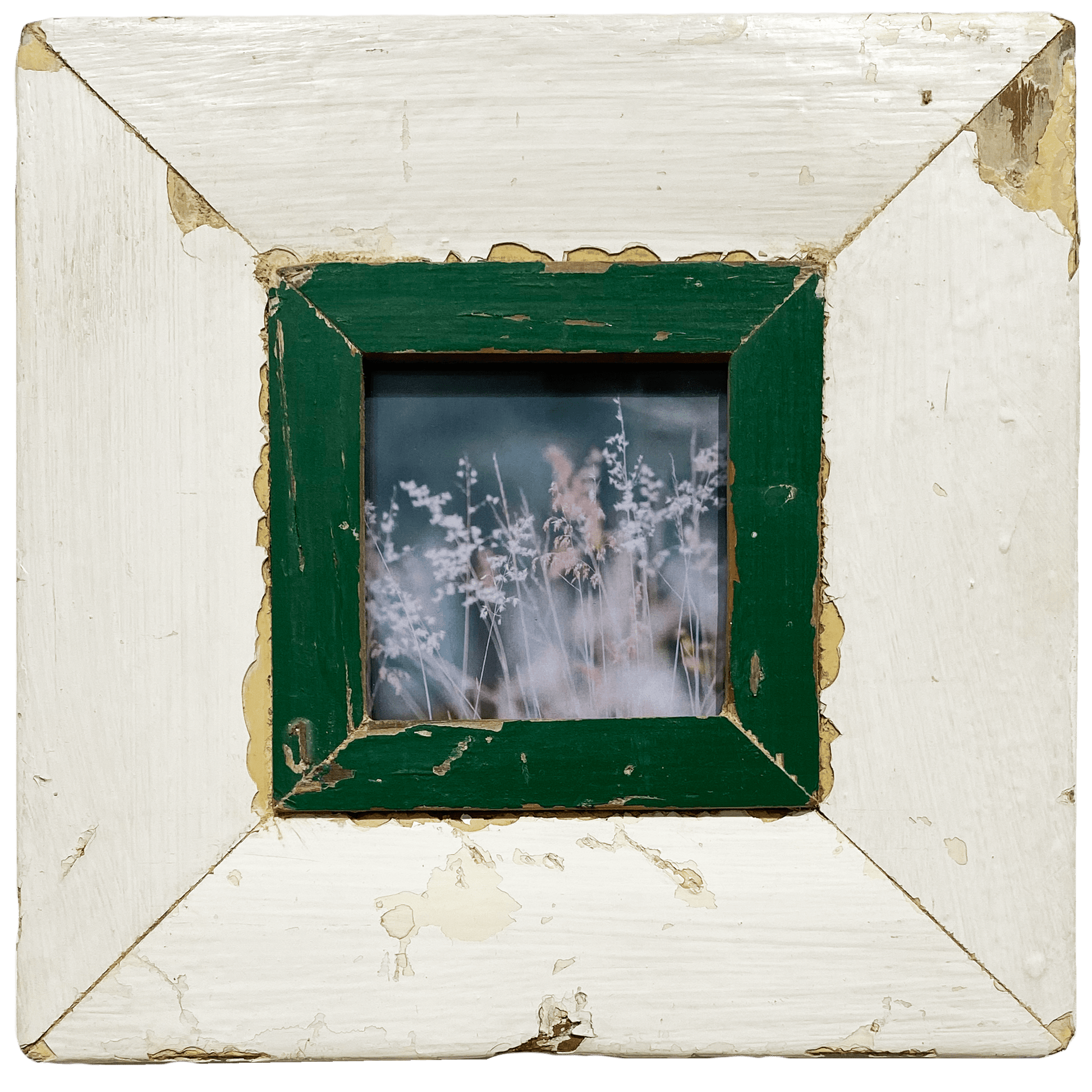 Cornice bianca e verde con foto 10x10