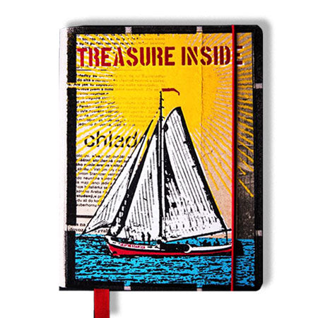 Notebook small immagine con barca in carta riciclata